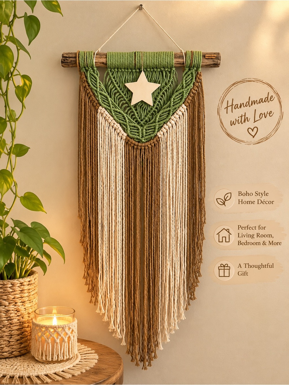 ✨ Handmade Boho Macramé Wall Hanging ✨
Add a cozy, natural touch to your space w